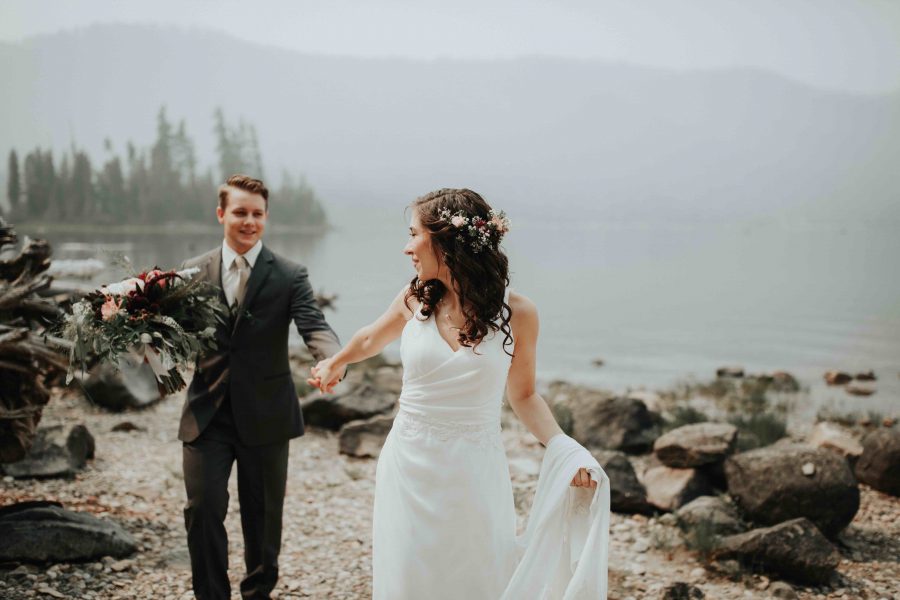 Exchanging vows at pop-up wedding